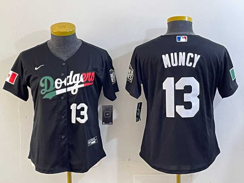 Womens Los Angeles Dodgers #13 Max Muncy Number Black Mexico 2020 World Series Cool Base Nike Jerseys